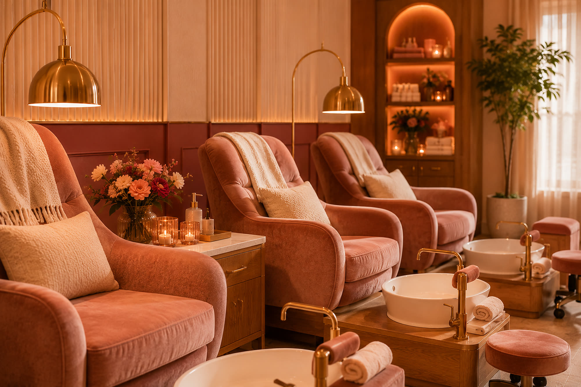 A warm spa and pedicure corner