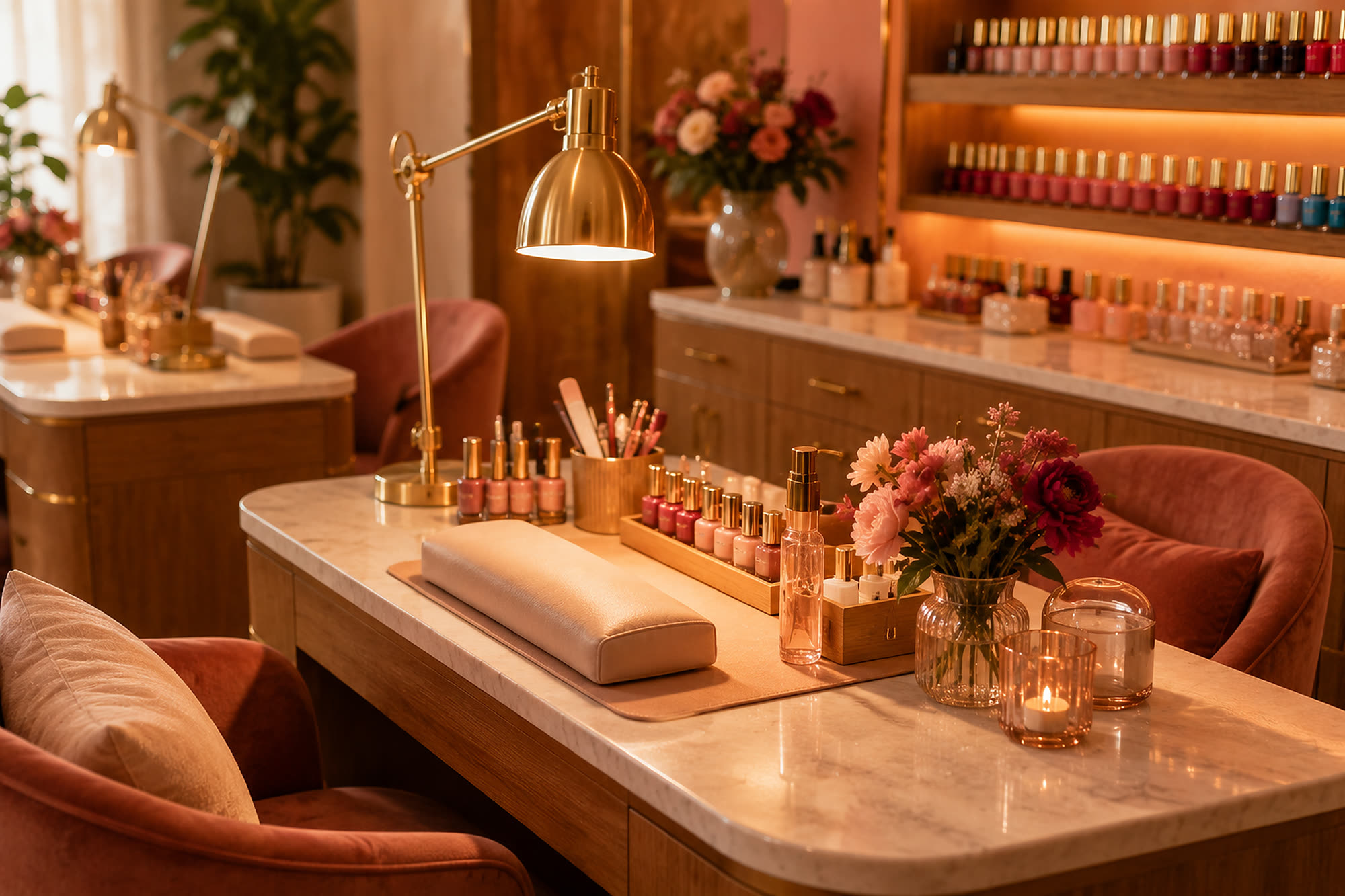 A warm manicure station detail